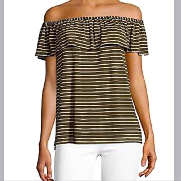 Nwt Max Studio Off The Shoulder Striped Shirt | S - Picture 1 of 7